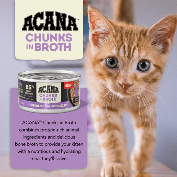 ACANA Chunks in Broth Chicken & Salmon Kitten Recipe Canned Cat Food, 5.5oz - Image 4