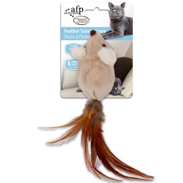 AFP Classic Comfort Feather Tail Mouse Cat Toys - Image 2