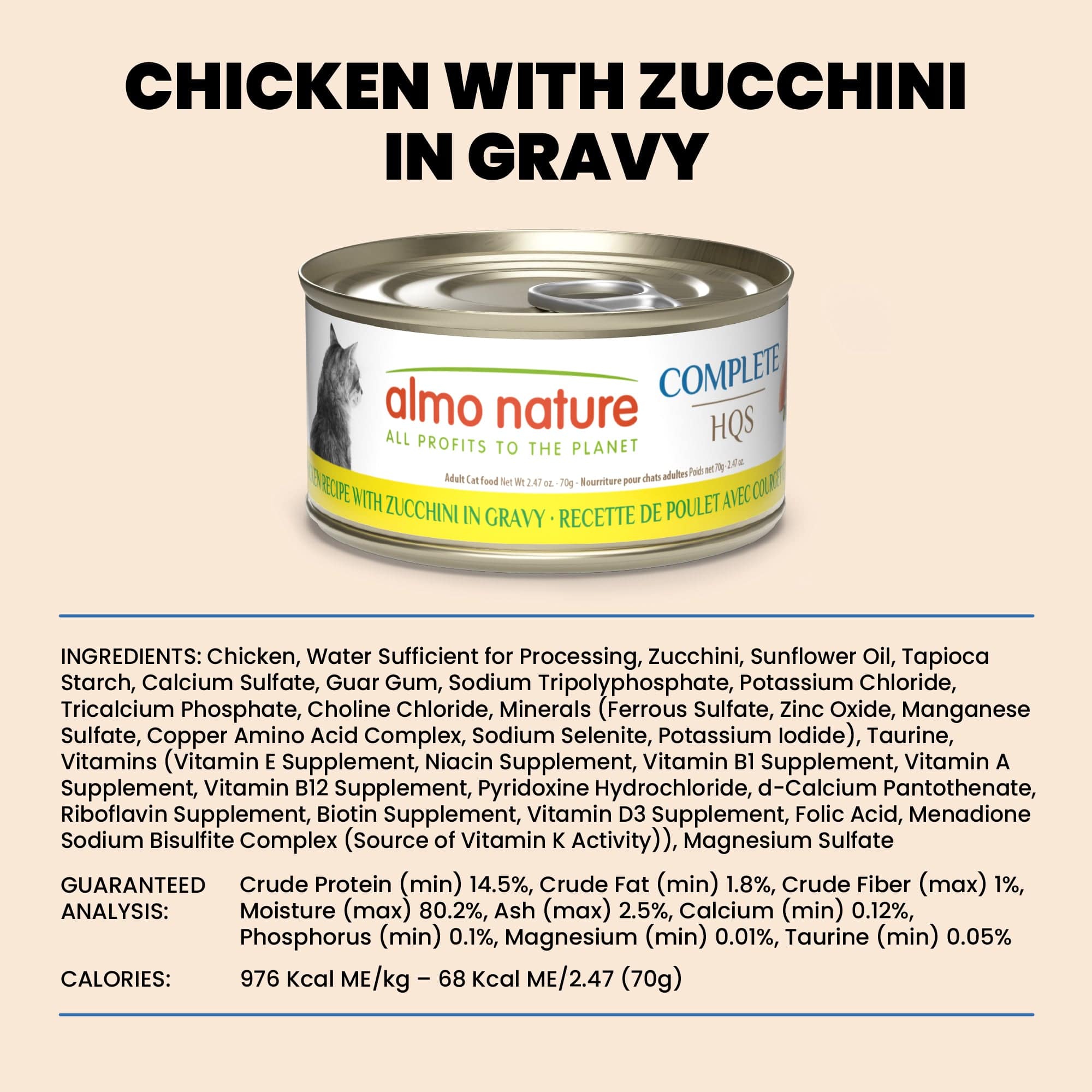 Almo Nature Complete HQS | Chicken with Zucchini in Gravy Canned Cat Food - Image 5