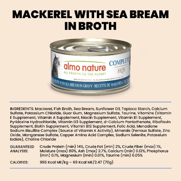 Almo Nature Complete HQS | Mackerel with Sea Bream in Gravy Canned Cat Food - Image 6