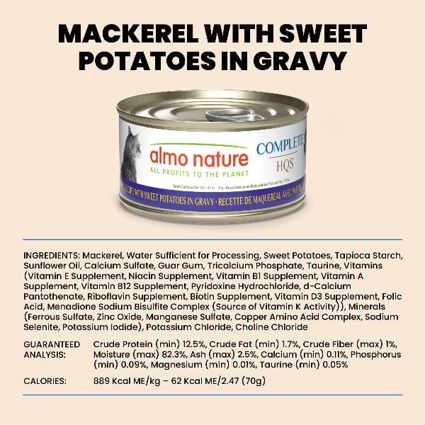 Almo Nature Complete HQS | Mackerel with Sweet Potatoes in Gravy Canned Cat Food - Image 6