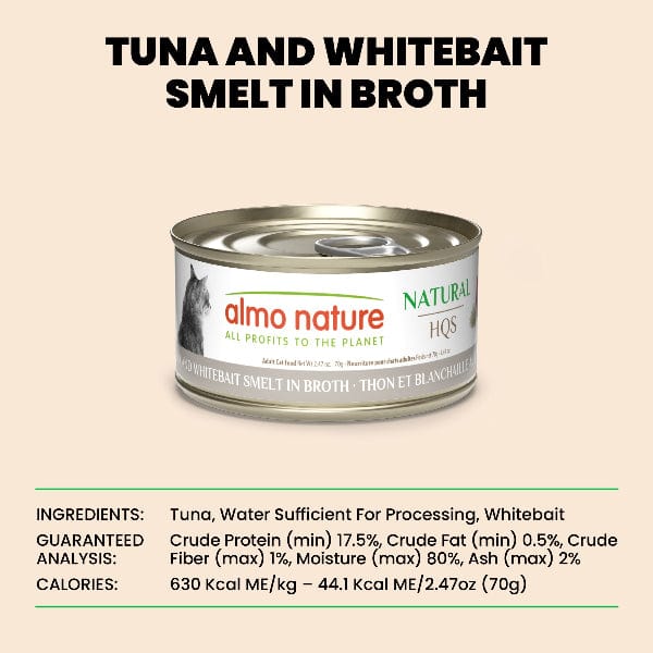 Almo Nature Natural HQS | Tuna and Whitebait Smelt in Broth Canned Cat Food - Image 6