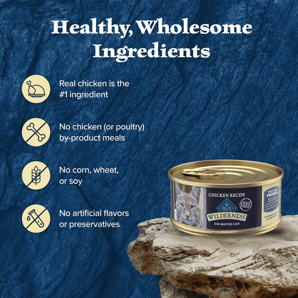BLUE Wilderness Grain Free Chicken Recipe for Mature Cats Canned Food - Image 4