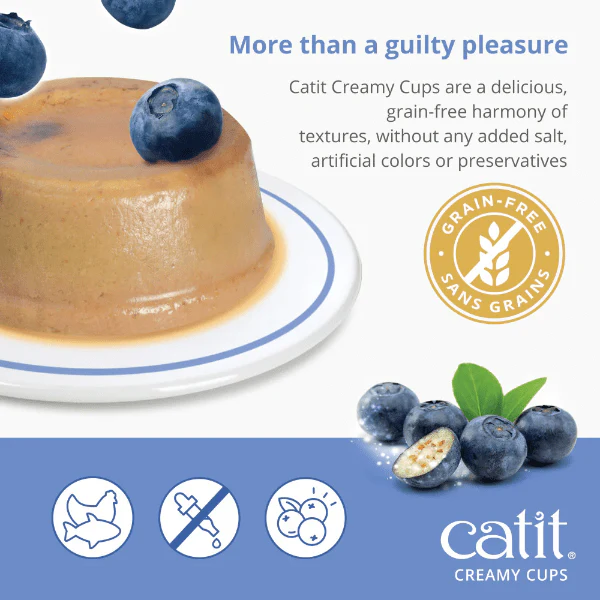 Catit Creamy Cups - Tuna & Chicken Mousse with Blueberry Cat Treat - Image 2