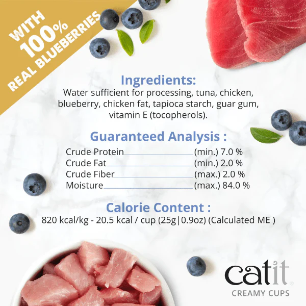 Catit Creamy Cups - Tuna & Chicken Mousse with Blueberry Cat Treat - Image 3