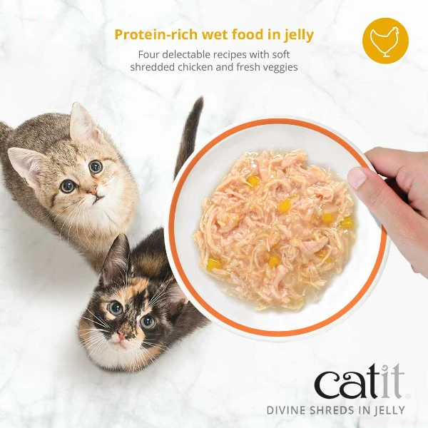 Catit Divine Shreds Chicken with Liver & Broccoli in Jelly Canned Cat Food Topper 4-Pack - Image 3