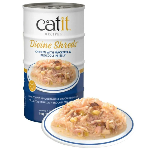 Catit Divine Shreds Chicken with Mackerel & Broccoli in Jelly Canned Cat Food Topper 4-Pack - Image 2