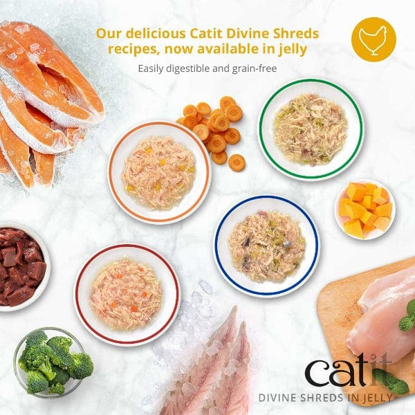 Catit Divine Shreds Chicken with Mackerel & Broccoli in Jelly Canned Cat Food Topper 4-Pack - Image 4