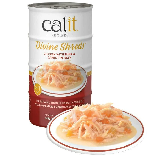 Catit Divine Shreds Chicken with Tuna & Carrot in Jelly Canned Cat Food Topper 4-Pack - Image 2