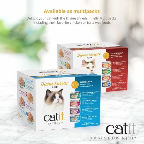 Catit Divine Shreds Chicken with Tuna & Carrot in Jelly Canned Cat Food Topper 4-Pack - Image 6