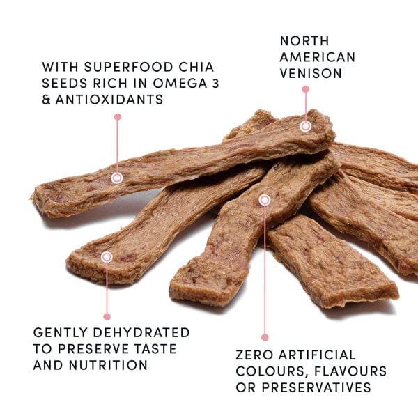 Crumps' naturals Venison Chia Jerky Dog Treats - Image 4