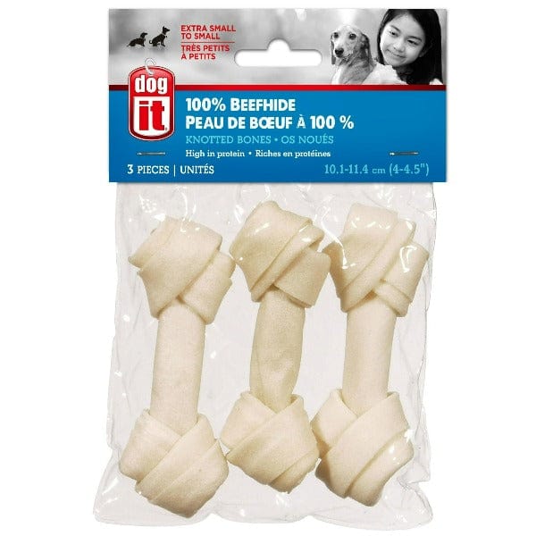 Dogit White Beefhide Knotted Bones for Dogs - Image 2