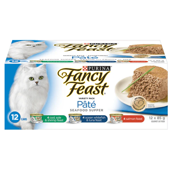 Fancy Feast Seafood Supper Pate Canned Cat Food Variety Pack
