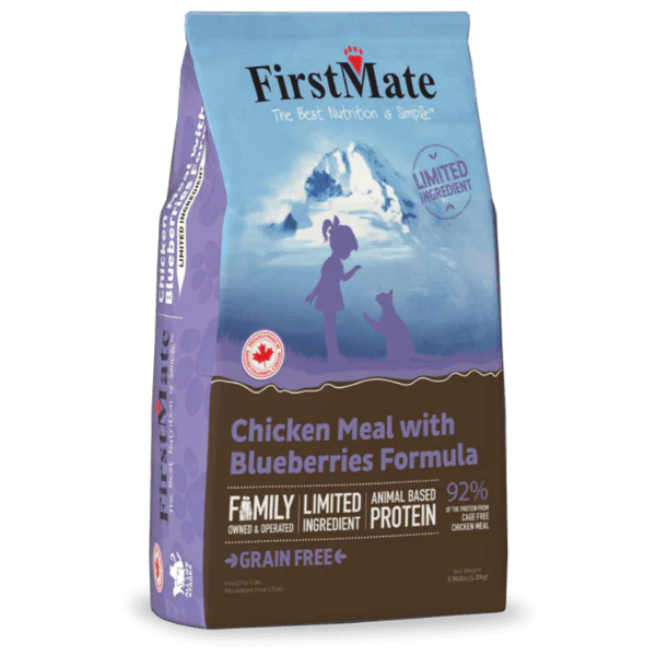FirstMate LID Chicken Meal & Blueberries Formula Dry Cat Food, 3.96lb