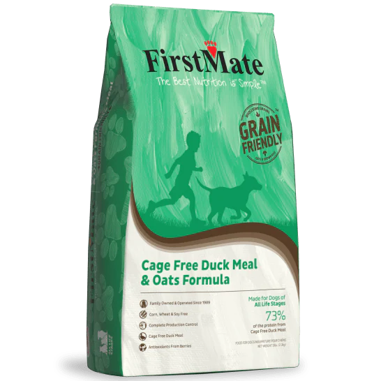 FirstMate Grain Friendly Cage Free Duck & Oats Dry Dog Food, 5lb