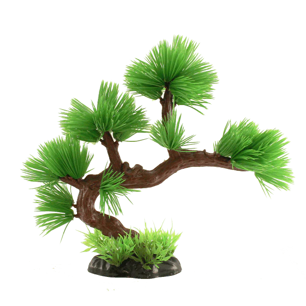 Fish Gear Green Pine Bonsai Tree Plastic Aquarium Plant