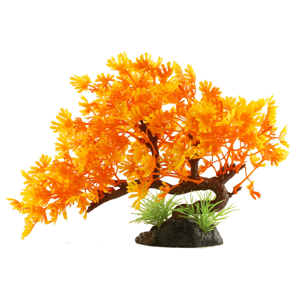 Fish Gear Orange Bonsai Tree Plastic Aquarium Plant