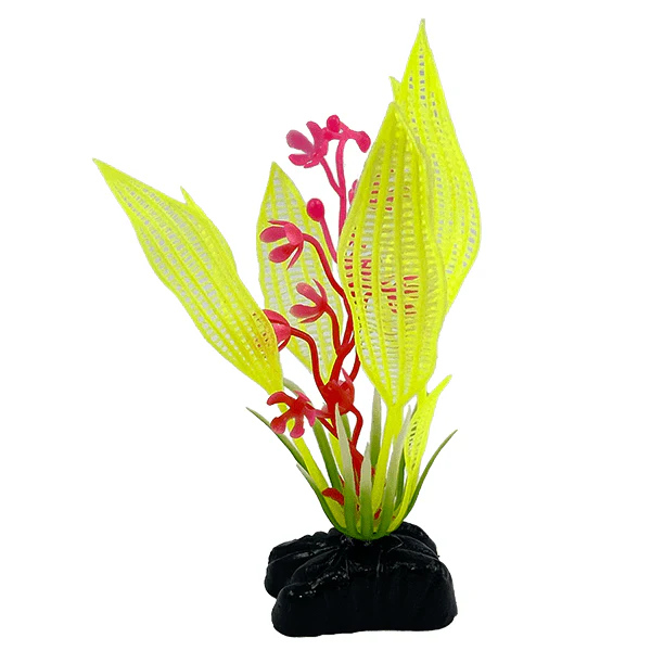 Fish Gear Yellow Madagascar Lace Plastic Betta Plant (3")
