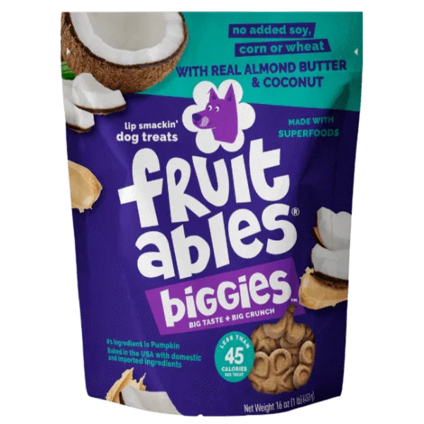 Fruitables Biggies Almond Butter & Coconut Dog Treats