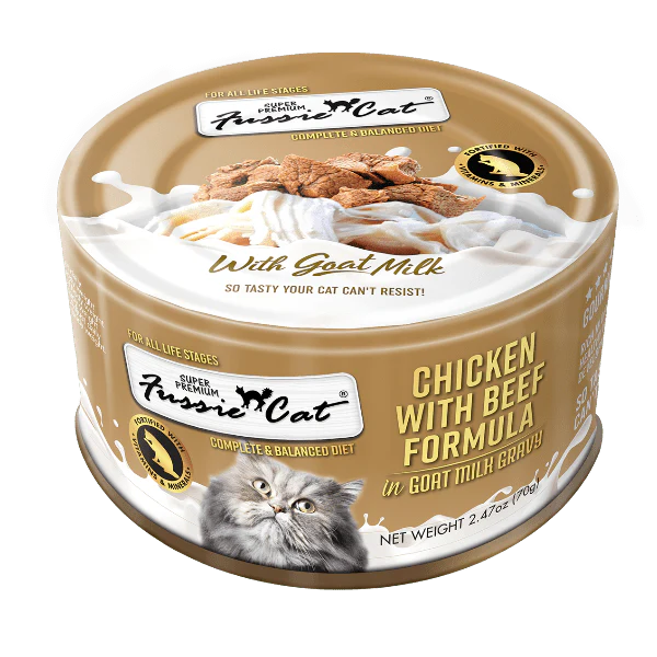 Fussie Cat Chicken with Beef in Goat Milk Gravy Canned Cat Food, 2.47oz