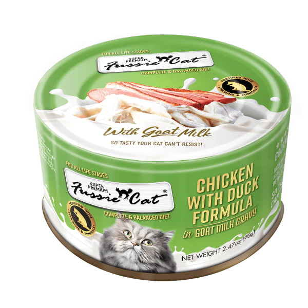 Fussie Cat Chicken with Duck in Goat Milk Gravy Canned Cat Food, 2.47oz