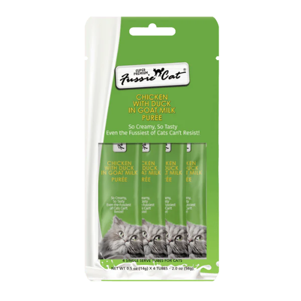 Fussie Cat Chicken with Duck in Goat Milk Purée Cat Treats