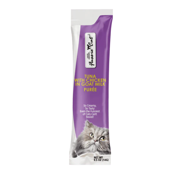 Fussie Cat Tuna with Chicken in Goat Milk Purée Cat Treats - Image 2