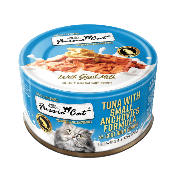 Fussie Cat Tuna with Small Anchovies in Goat Milk Gravy Canned Cat Food, 2.47oz