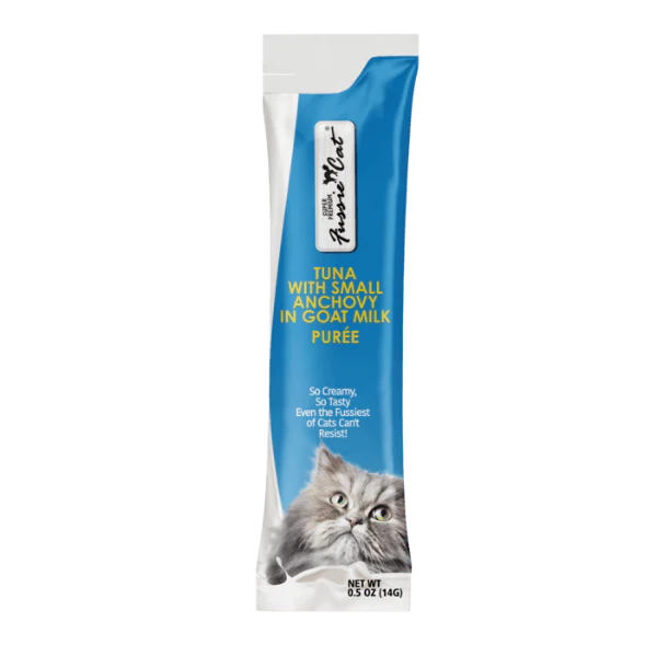 Fussie Cat Tuna with Small Anchovy in Goat Milk Purée Cat Treats - Image 2