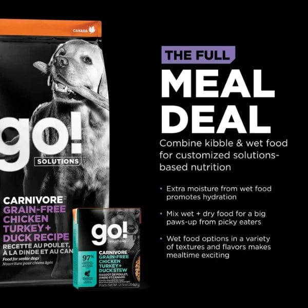 Go! Solutions Carnivore Grain-Free Chicken, Turkey & Duck Senior Recipe Dry Dog Food, 22lb - Image 4