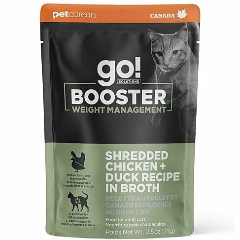 Go! Solutions Booster Weight Management Shredded Chicken + Duck in Bone Broth Wet Cat Food - Image 4