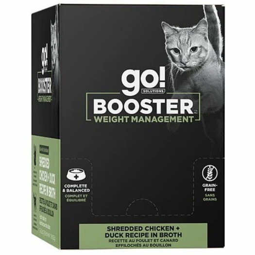 Go! Solutions Booster Weight Management Shredded Chicken + Duck in Bone Broth Wet Cat Food - Image 5