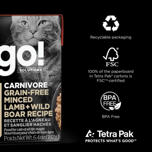 Go! Solutions Carnivore Grain-Free Minced Lamb + Wild Boar Recipe Wet Cat Food - Image 5