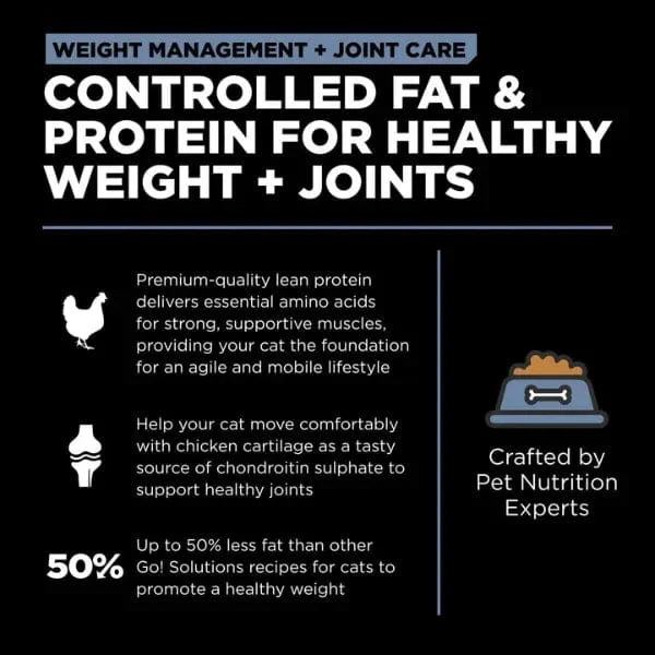 Go! Solutions Weight Management + Joint Care, Grain-Free Chicken Recipe Dry Cat Food, 8 lb - Image 3