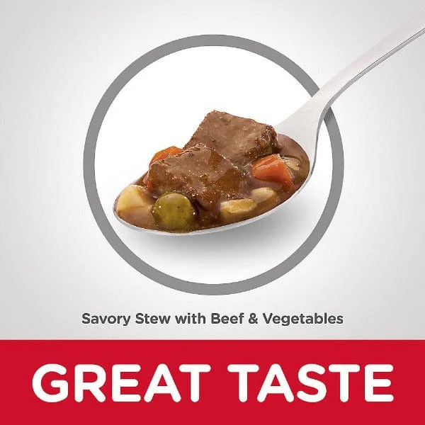 Science Diet Savory Stew with Beef & Vegetables Adult 7+ Canned Dog Food, 12.8oz - Image 2