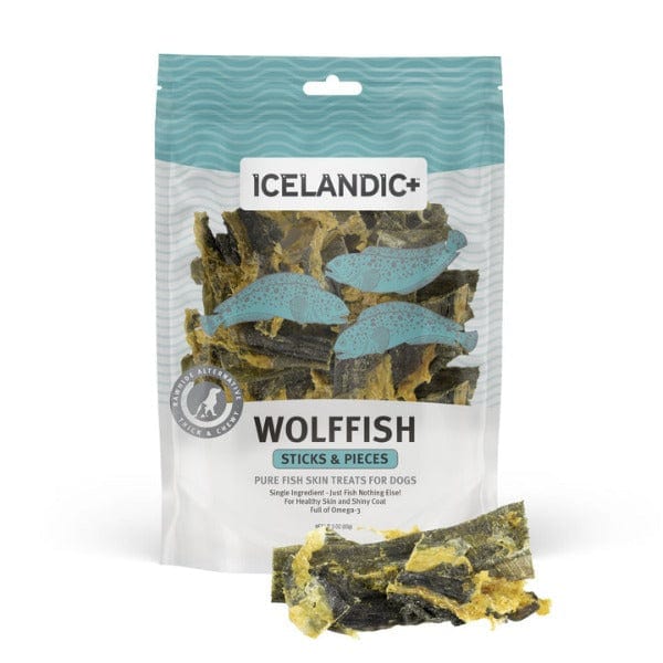 Icelandic+ Wolffish Skin Sticks & Pieces Dog Treats (SPECIAL ORDER ITEM)