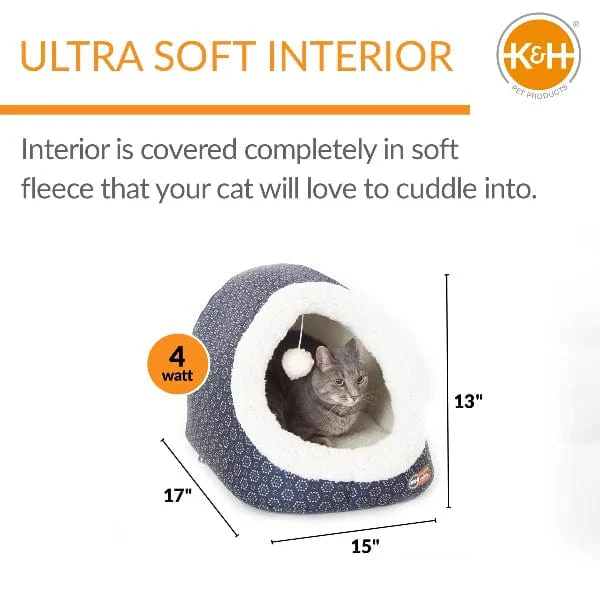 K&H Thermo-Pet Cave Heated Cat Bed; Grey - Image 2