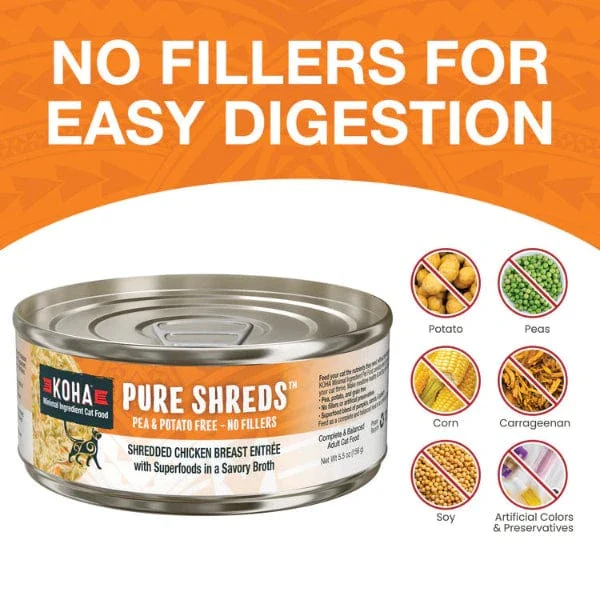 KOHA Pure Shreds Shredded Chicken Entree Canned Cat Food, 5.5oz - Image 4