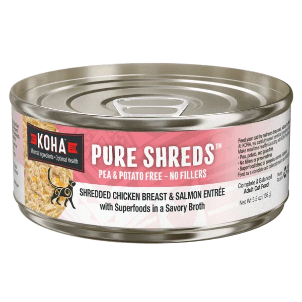 KOHA Pure Shreds Shredded Chicken & Salmon Entree Canned Cat Food, 5.5oz