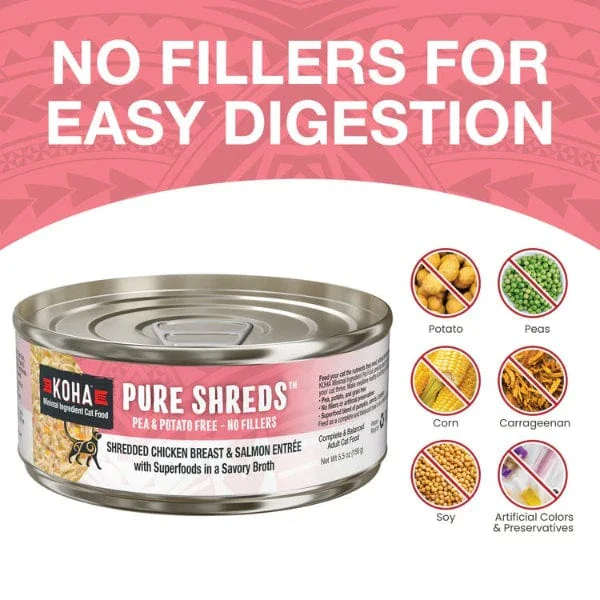 KOHA Pure Shreds Shredded Chicken & Salmon Entree Canned Cat Food, 5.5oz - Image 4