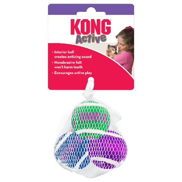 KONG Cat Active Tennis Balls with Bells Cat Toy