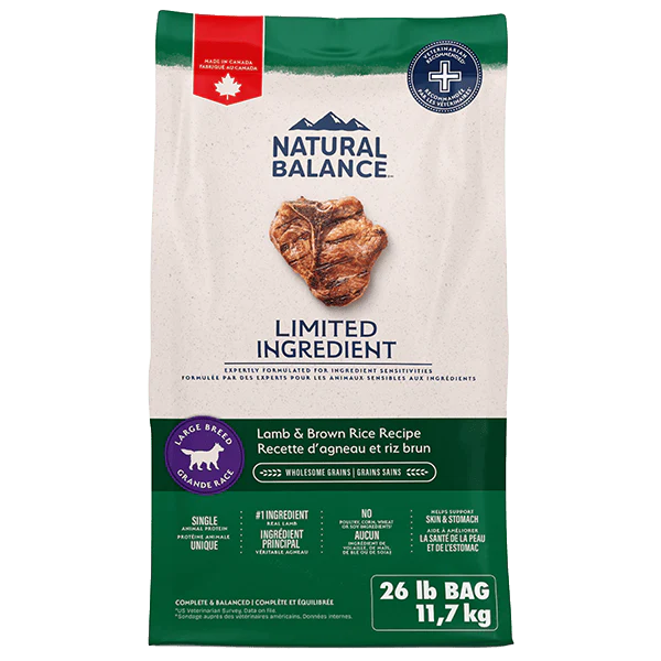 Natural Balance Limited Ingredient Lamb & Brown Rice Large Breed Recipe Dry Dog Food, 26lb