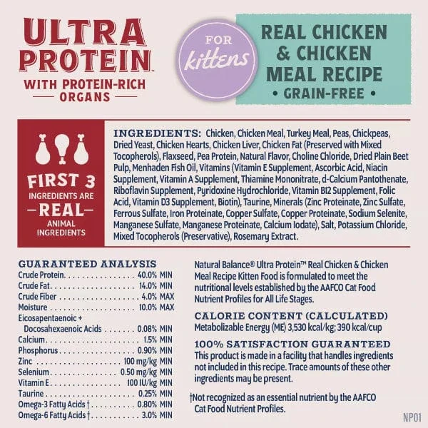 Natural Balance Original Ultra Protein Real Chicken & Chicken Meal Recipe Dry Kitten Food - Image 5