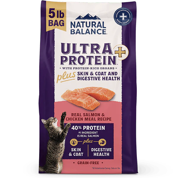 Natural Balance Original Ultra Protein+ Skin & Coat and Digestive Health, Real Salmon & Chicken Meal Recipe Dry Cat Food