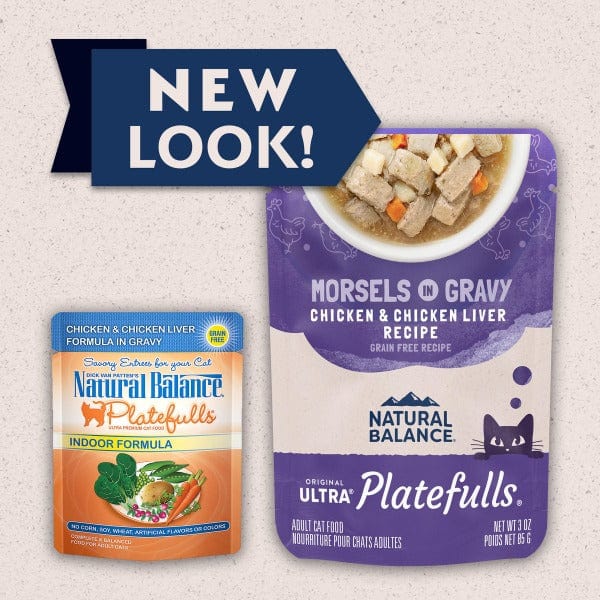 Natural Balance Platefulls Chicken & Chicken Liver Recipe Morsels in Gravy Cat Food Pouch - Image 2