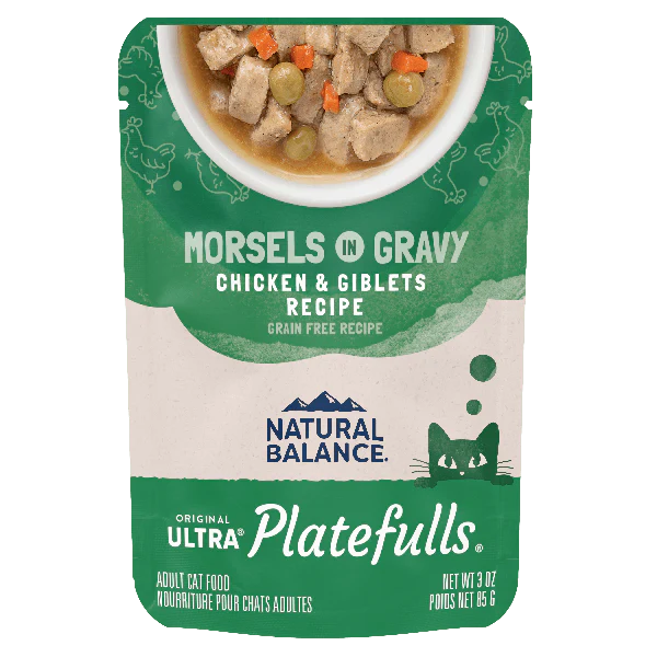 Natural Balance Platefulls Chicken & Giblets Recipe Morsels in Gravy Cat Food Pouch