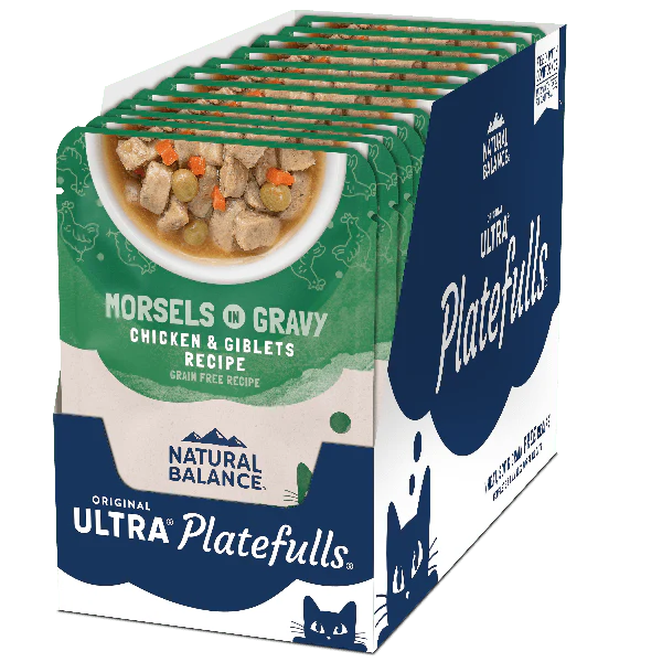 Natural Balance Platefulls Chicken & Giblets Recipe Morsels in Gravy Cat Food Pouch - Image 8