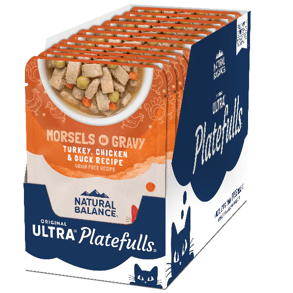 Natural Balance Platefulls Turkey, Chicken & Duck Recipe Morsels in Gravy Cat Food Pouch - Image 8