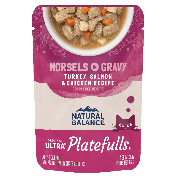 Natural Balance Platefulls Turkey, Salmon & Chicken Recipe Morsels in Gravy Soft Cat Food Pouch