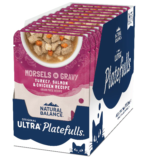 Natural Balance Platefulls Turkey, Salmon & Chicken Recipe Morsels in Gravy Soft Cat Food Pouch - Image 7